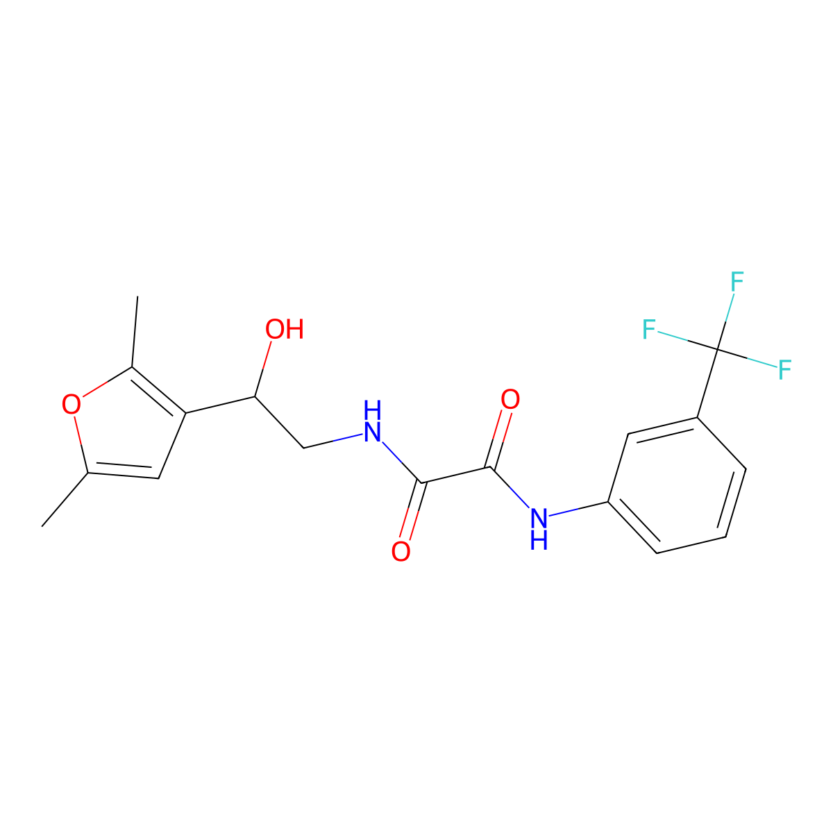 N-[2-(2,5-dimethylfuran-3-yl)-2-hydroxyethyl]-N'-[3-(trifluoromethyl)phenyl]ethanediamide molecular structure, CAS 2309602-84-2