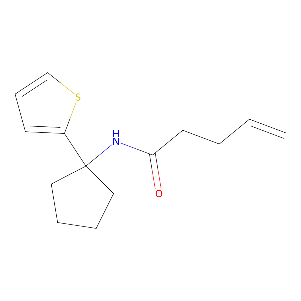 N-(1-(thiophen-2-yl)cyclopentyl)pent-4-enamide molecular structure, CAS 2309602-87-5
