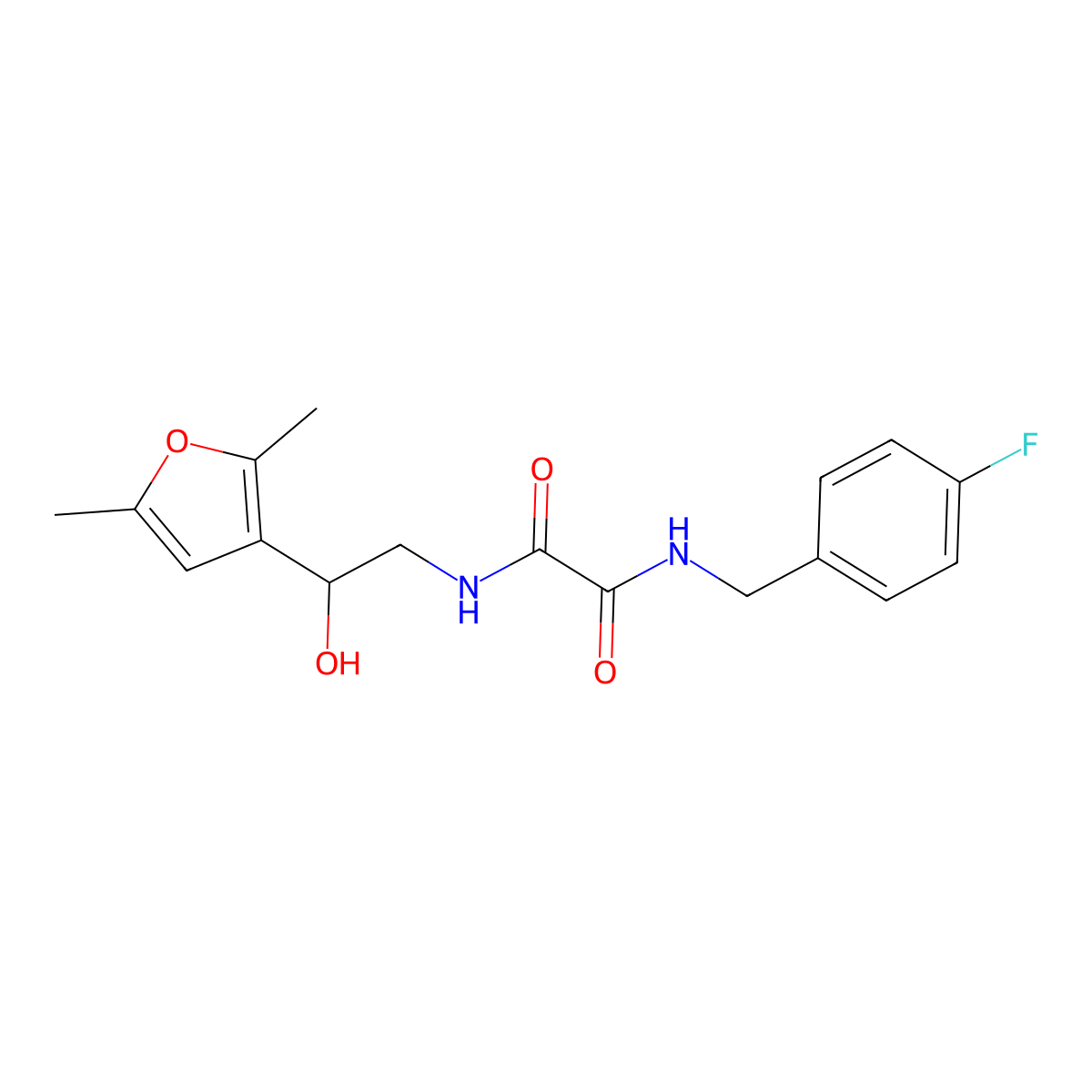 N-[2-(2,5-dimethylfuran-3-yl)-2-hydroxyethyl]-N'-[(4-fluorophenyl)methyl]ethanediamide molecular structure, CAS 2309602-96-6