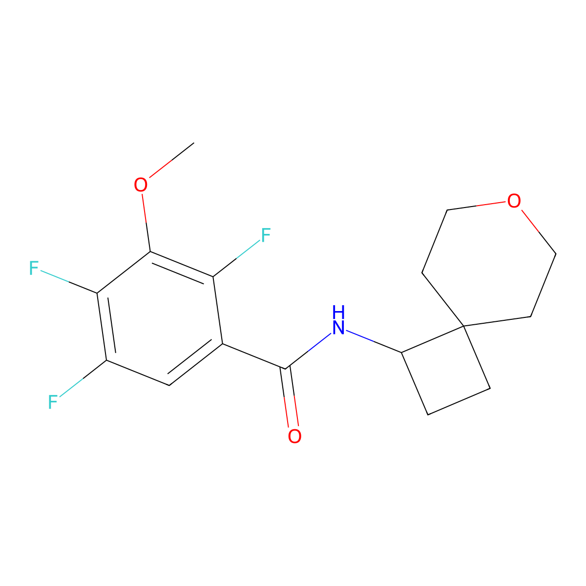 2,4,5-trifluoro-3-methoxy-N-{7-oxaspiro[3.5]nonan-1-yl}benzamide molecular structure, CAS 2309603-14-1