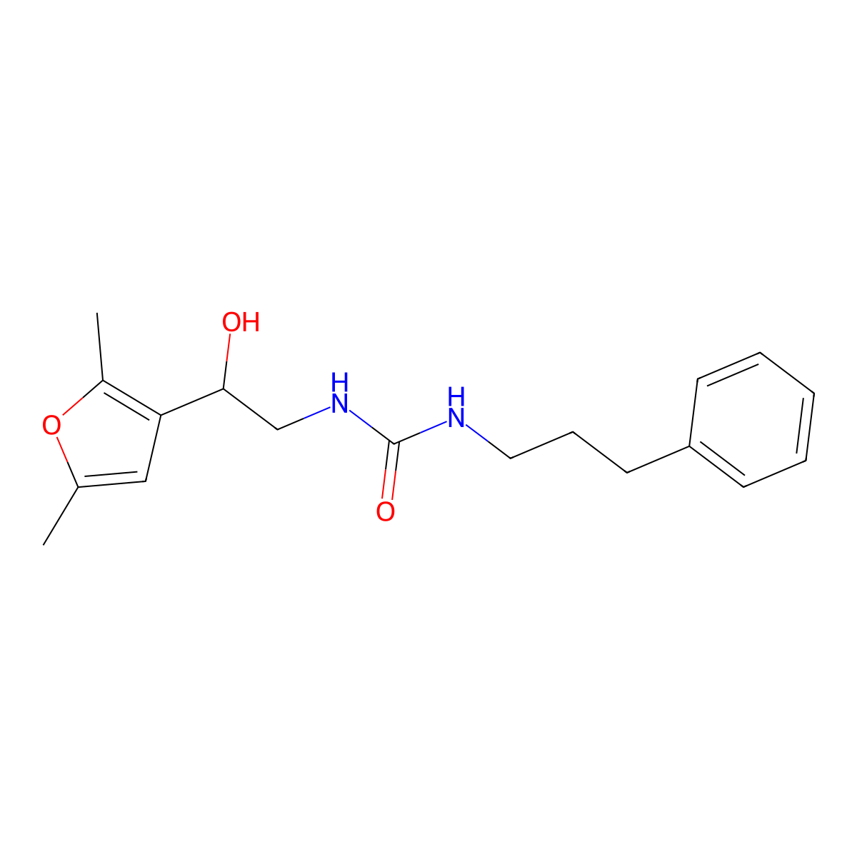 3-[2-(2,5-Dimethylfuran-3-yl)-2-hydroxyethyl]-1-(3-phenylpropyl)urea molecular structure, CAS 2309603-20-9