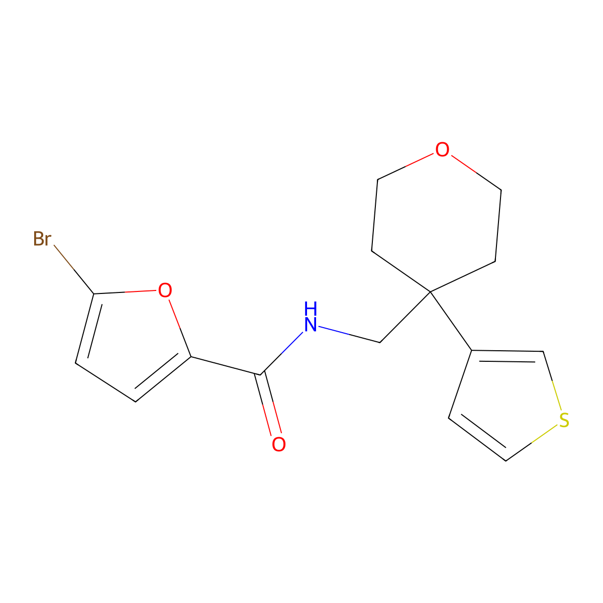 5-bromo-N-{[4-(thiophen-3-yl)oxan-4-yl]methyl}furan-2-carboxamide molecular structure, CAS 2309603-39-0