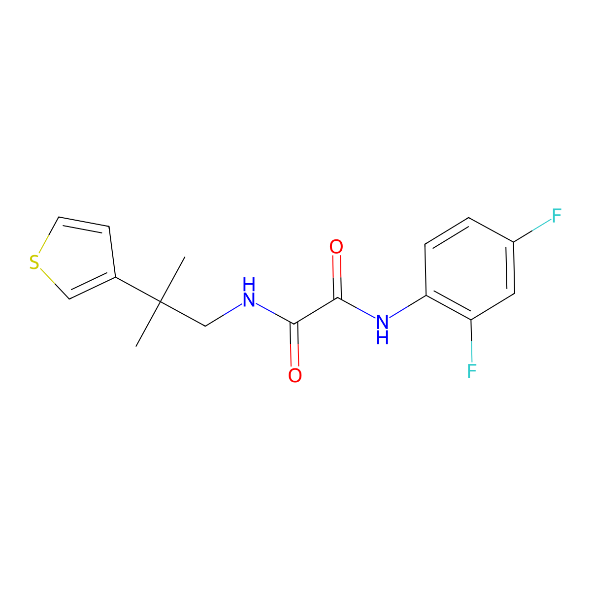 N'-(2,4-difluorophenyl)-N-[2-methyl-2-(thiophen-3-yl)propyl]ethanediamide molecular structure, CAS 2309603-41-4