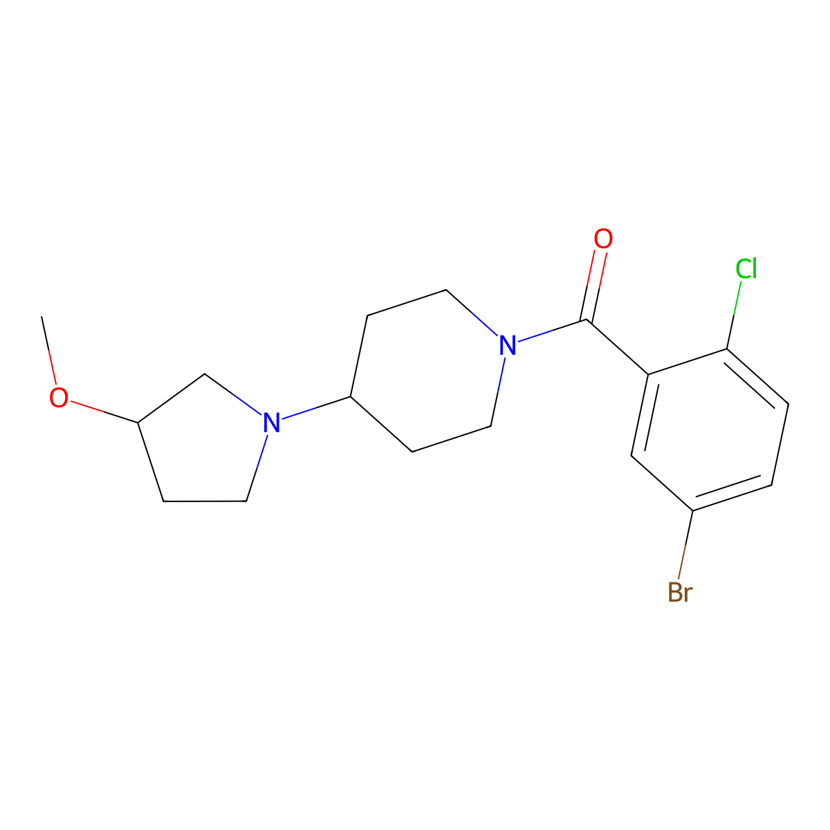 1-(5-Bromo-2-chlorobenzoyl)-4-(3-methoxypyrrolidin-1-yl)piperidine molecular structure, CAS 2309603-52-7