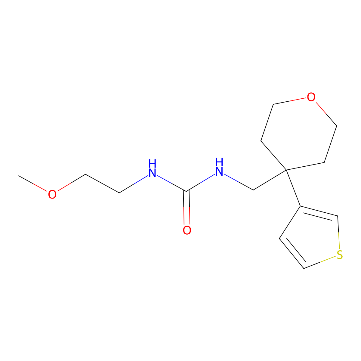 3-(2-Methoxyethyl)-1-{[4-(thiophen-3-yl)oxan-4-yl]methyl}urea molecular structure, CAS 2309603-59-4