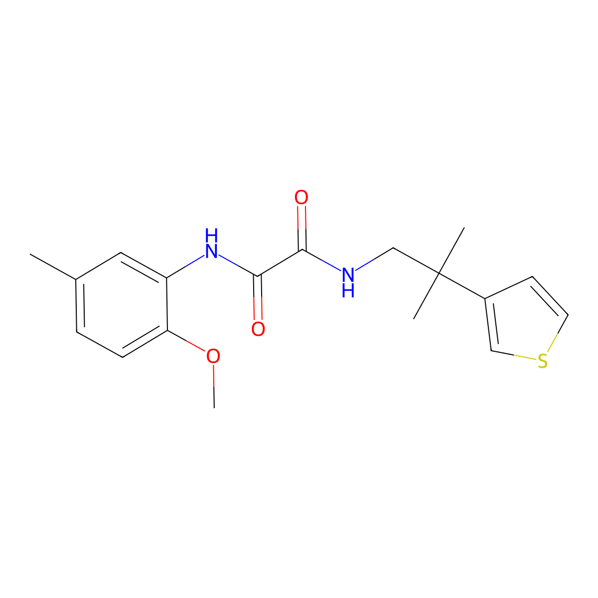 N'-(2-methoxy-5-methylphenyl)-N-[2-methyl-2-(thiophen-3-yl)propyl]ethanediamide molecular structure, CAS 2309603-83-4