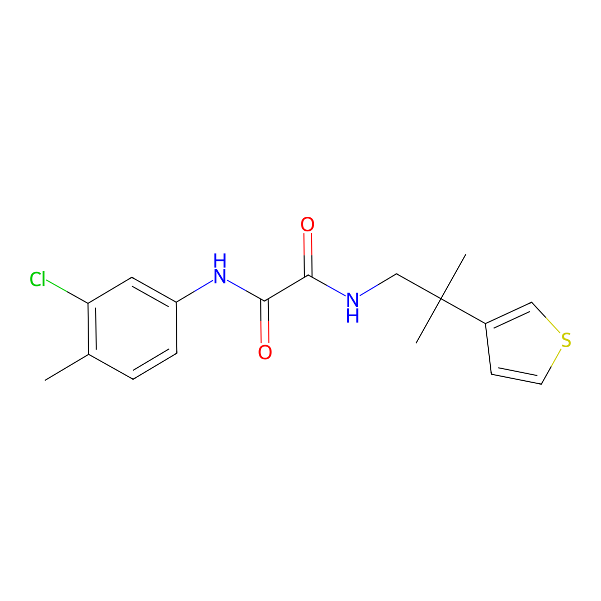 N'-(3-chloro-4-methylphenyl)-N-[2-methyl-2-(thiophen-3-yl)propyl]ethanediamide molecular structure, CAS 2309604-23-5