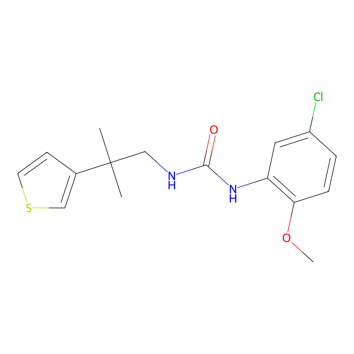 1-(5-Chloro-2-methoxyphenyl)-3-(2-methyl-2-(thiophen-3-yl)propyl)urea molecular structure, CAS 2309604-28-0