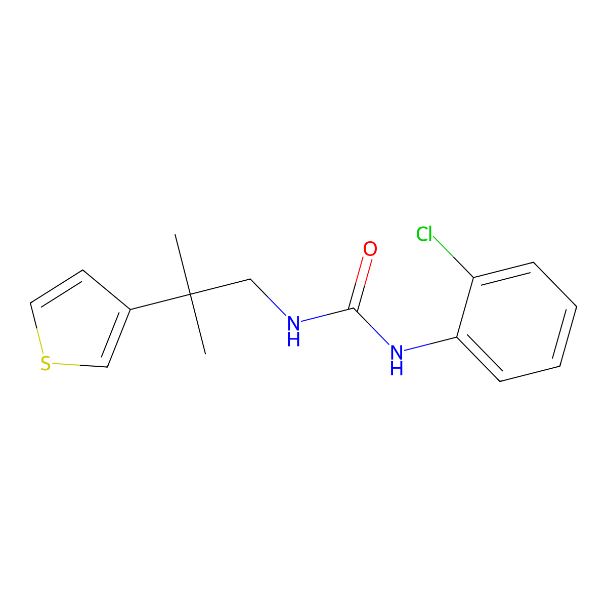1-(2-Chlorophenyl)-3-(2-methyl-2-(thiophen-3-yl)propyl)urea molecular structure, CAS 2309604-71-3