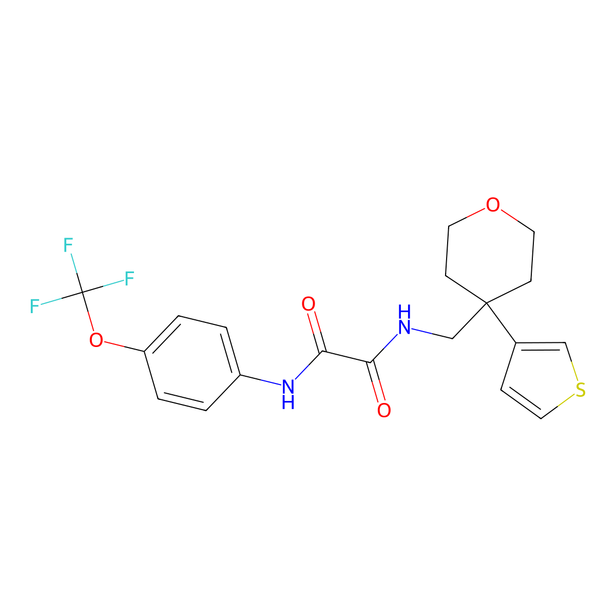 N-{[4-(thiophen-3-yl)oxan-4-yl]methyl}-N'-[4-(trifluoromethoxy)phenyl]ethanediamide molecular structure, CAS 2309604-93-9