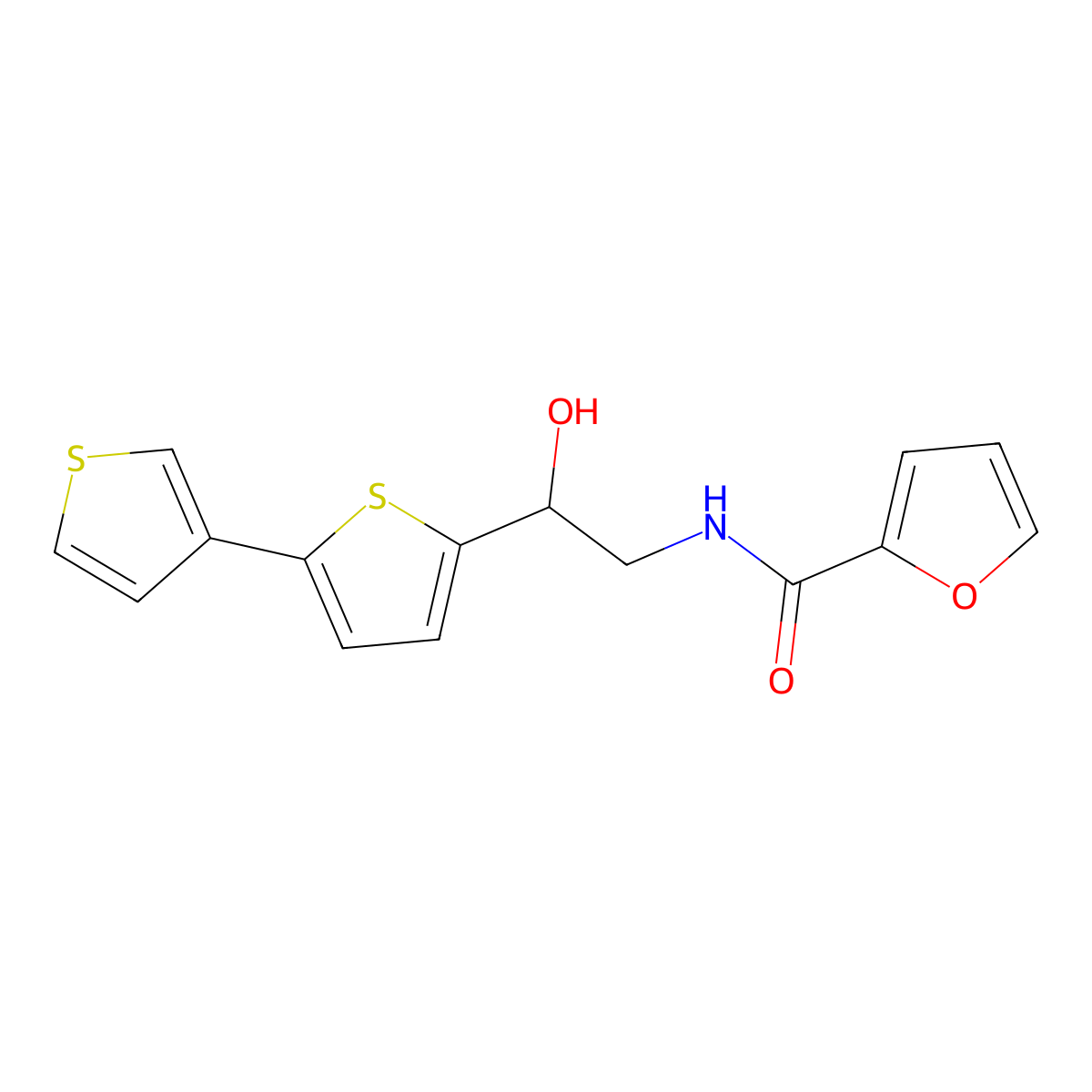 N-(2-([2,3'-bithiophen]-5-yl)-2-hydroxyethyl)furan-2-carboxamide molecular structure, CAS 2309604-96-2