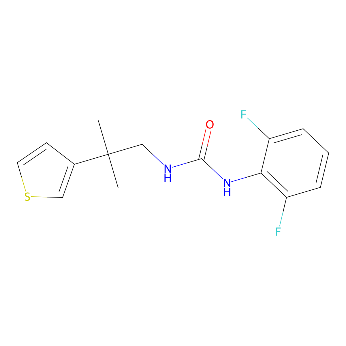 1-(2,6-Difluorophenyl)-3-(2-methyl-2-(thiophen-3-yl)propyl)urea molecular structure, CAS 2309605-10-3