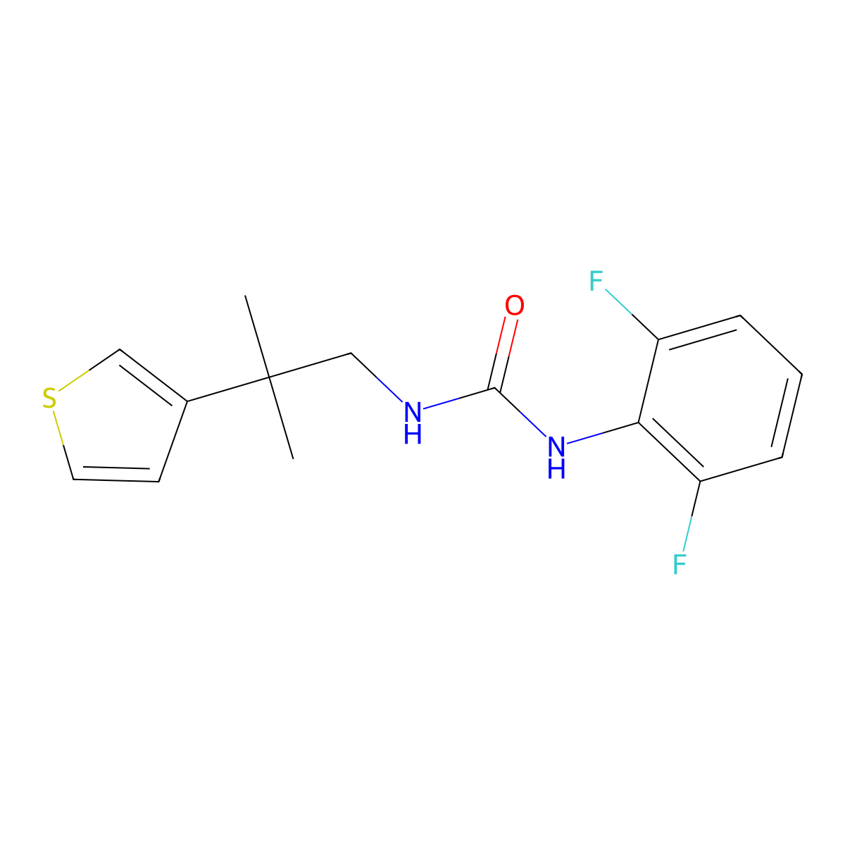 1-(2,6-Difluorophenyl)-3-(2-methyl-2-(thiophen-3-yl)propyl)urea molecular structure, CAS 2309605-10-3