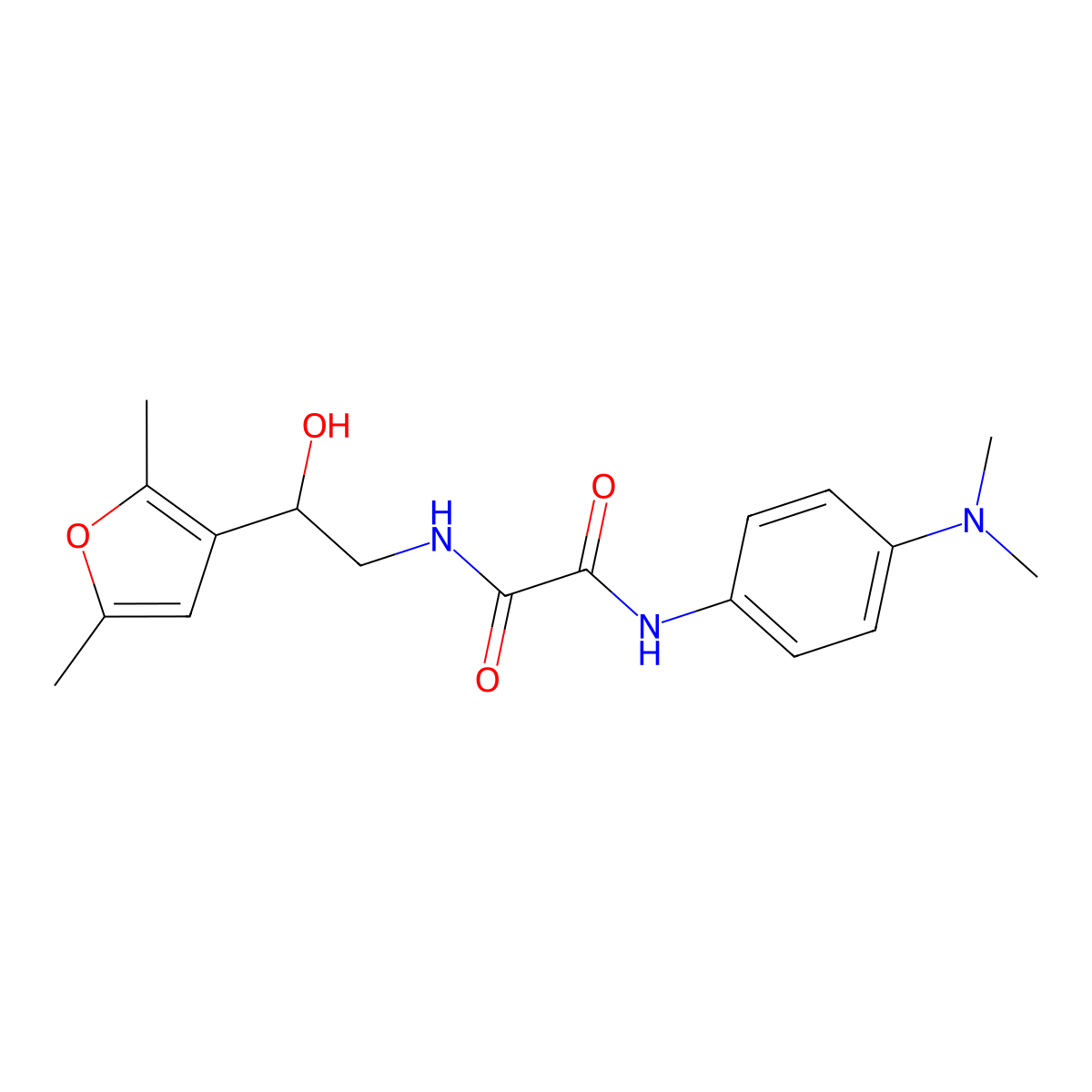 N'-[4-(dimethylamino)phenyl]-N-[2-(2,5-dimethylfuran-3-yl)-2-hydroxyethyl]ethanediamide molecular structure, CAS 2309605-26-1