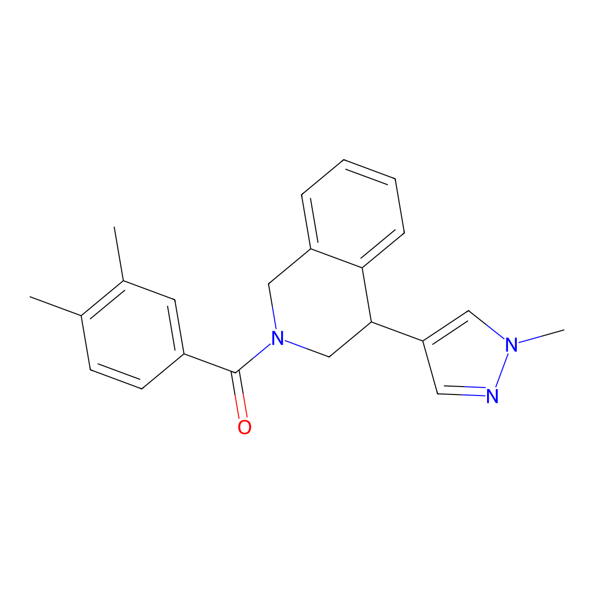 (3,4-dimethylphenyl)(4-(1-methyl-1H-pyrazol-4-yl)-3,4-dihydroisoquinolin-2(1H)-yl)methanone molecular structure, CAS 2309605-47-6