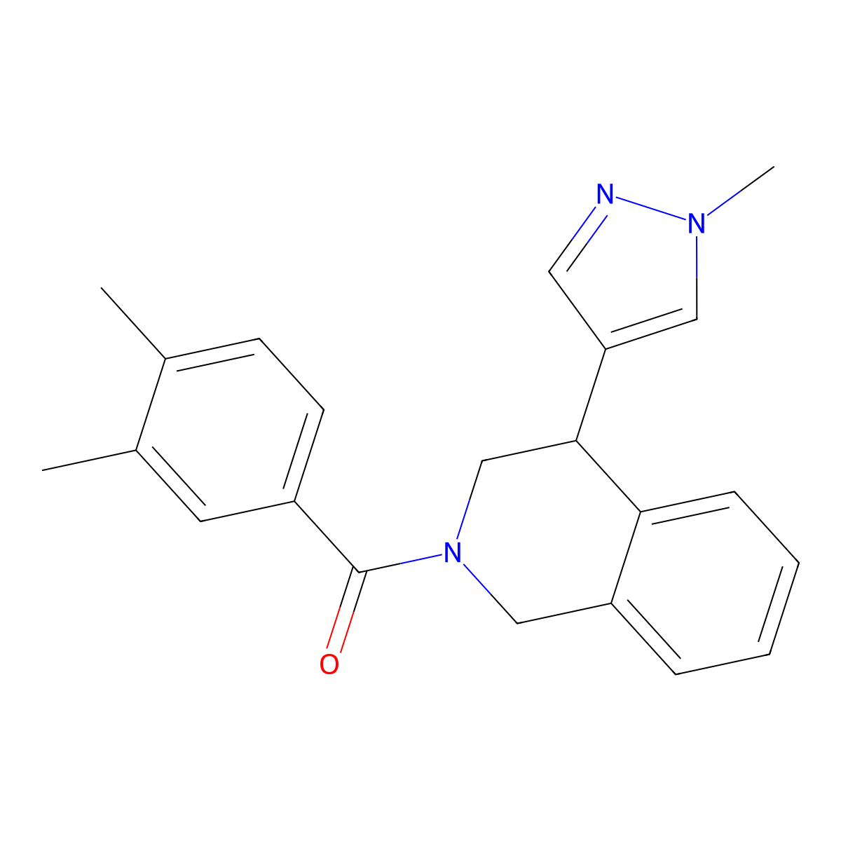 (3,4-dimethylphenyl)(4-(1-methyl-1H-pyrazol-4-yl)-3,4-dihydroisoquinolin-2(1H)-yl)methanone molecular structure, CAS 2309605-47-6