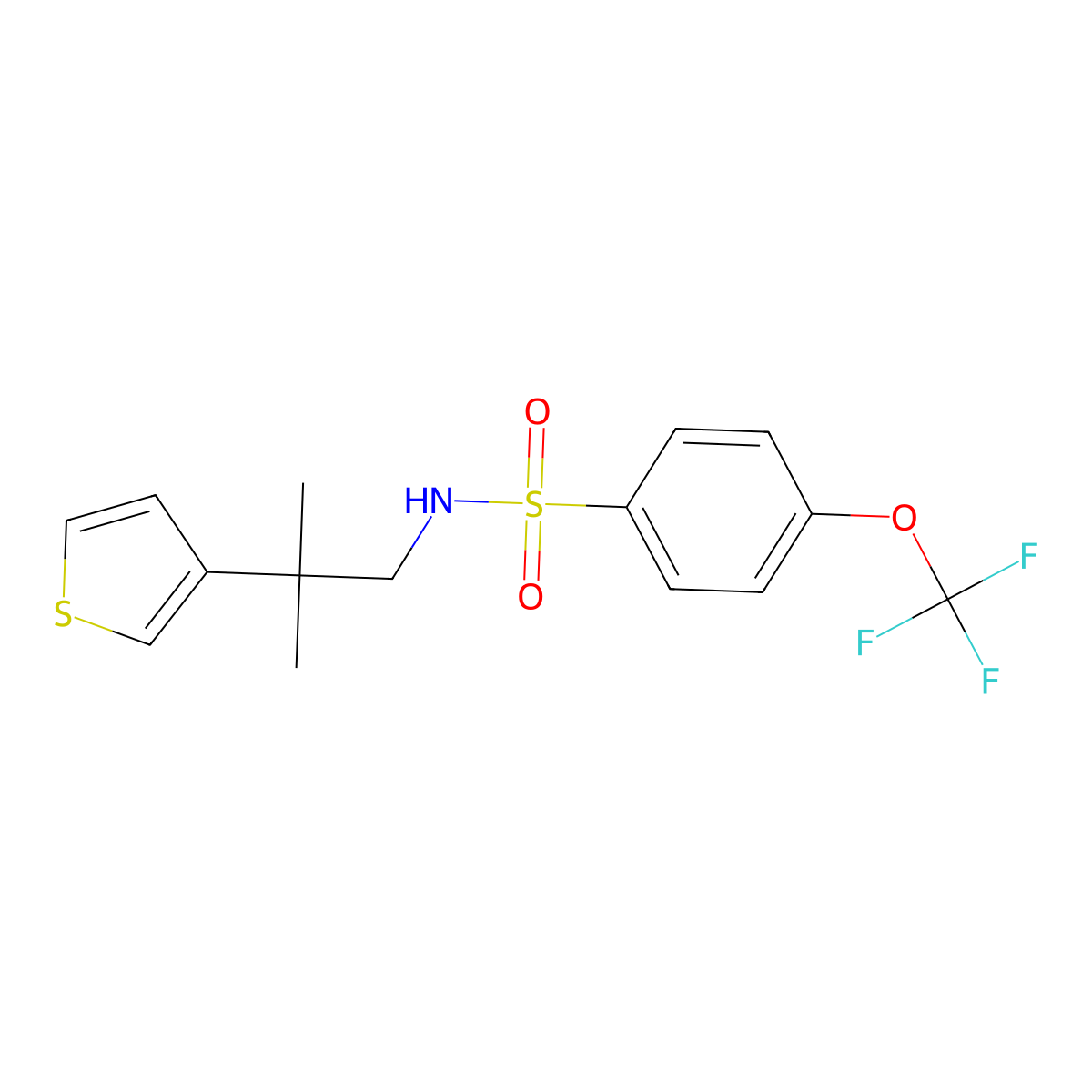 N-(2-methyl-2-(thiophen-3-yl)propyl)-4-(trifluoromethoxy)benzenesulfonamide molecular structure, CAS 2309605-72-7