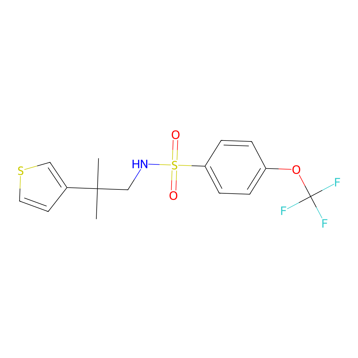 N-(2-methyl-2-(thiophen-3-yl)propyl)-4-(trifluoromethoxy)benzenesulfonamide molecular structure, CAS 2309605-72-7