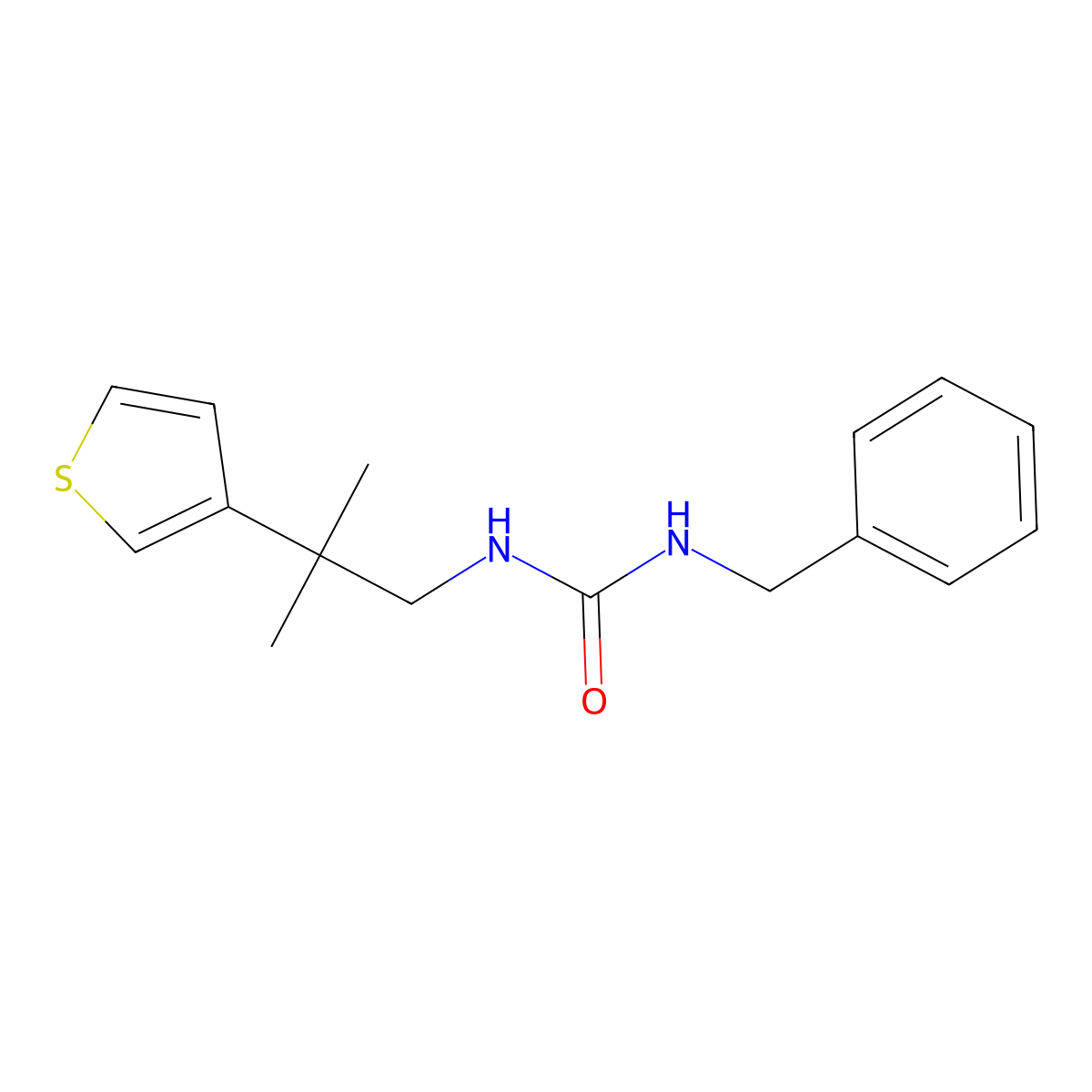 1-Benzyl-3-(2-methyl-2-(thiophen-3-yl)propyl)urea molecular structure, CAS 2309605-81-8