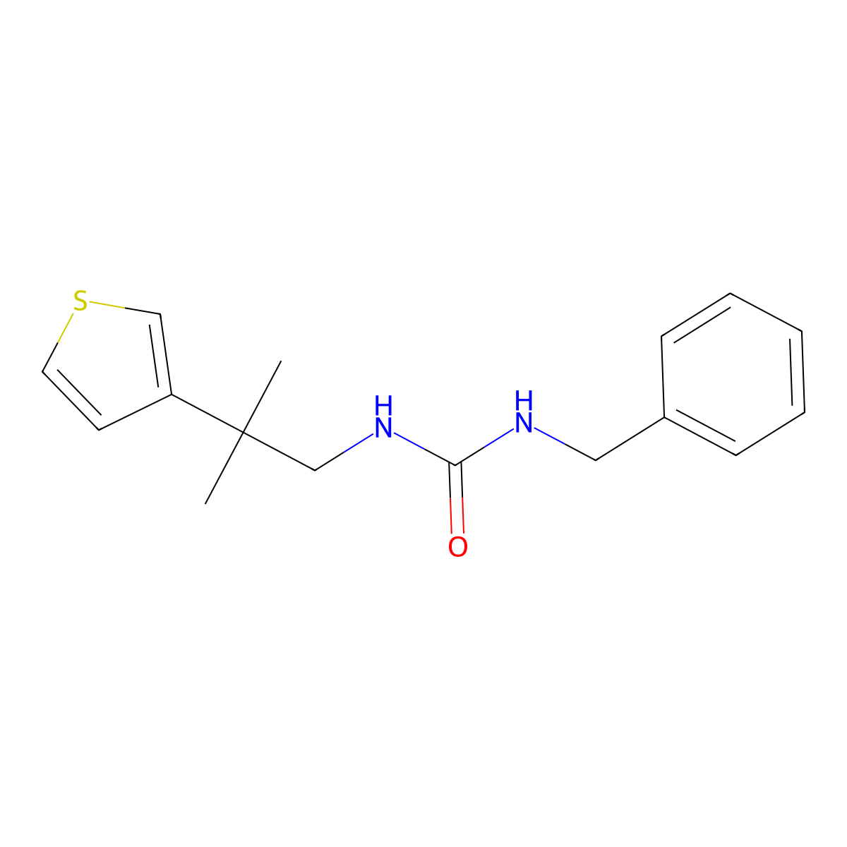1-Benzyl-3-(2-methyl-2-(thiophen-3-yl)propyl)urea molecular structure, CAS 2309605-81-8
