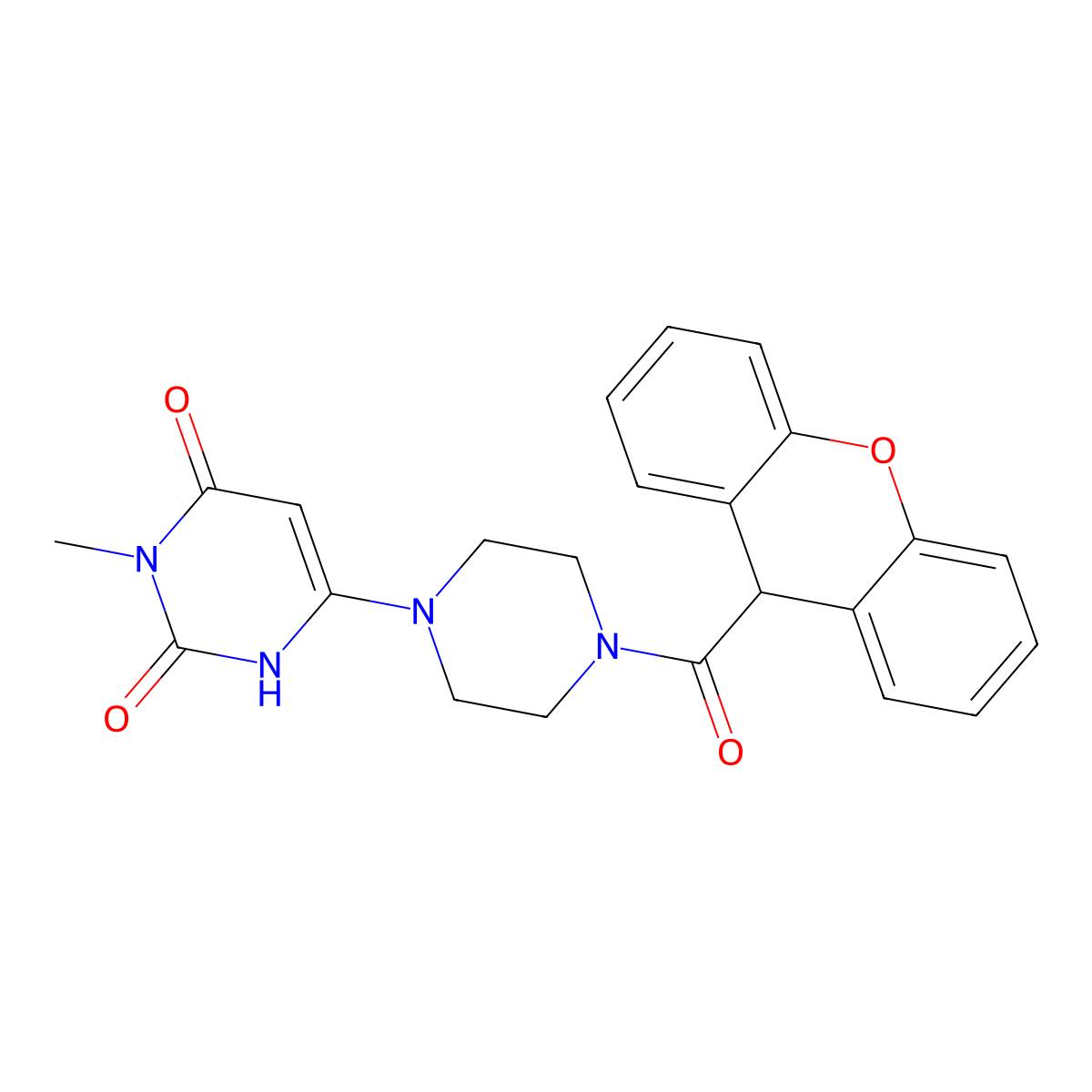 6-(4-(9H-xanthene-9-carbonyl)piperazin-1-yl)-3-methylpyrimidine-2,4(1H,3H)-dione molecular structure, CAS 2309606-20-8