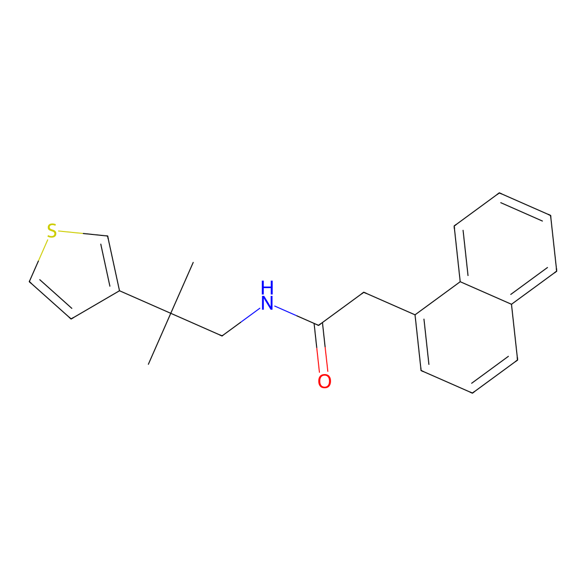N-(2-methyl-2-(thiophen-3-yl)propyl)-2-(naphthalen-1-yl)acetamide molecular structure, CAS 2309612-91-5