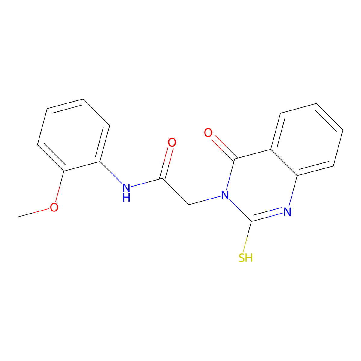 N-(2-Methoxyphenyl)-2-(4-oxo-2-sulfanylidene-1H-quinazolin-3-yl)acetamide molecular structure, CAS 2309612-98-2