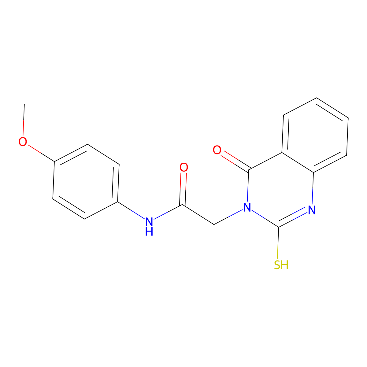 N-(4-Methoxyphenyl)-2-(4-oxo-2-sulfanylidene-1H-quinazolin-3-yl)acetamide molecular structure, CAS 2309613-07-6