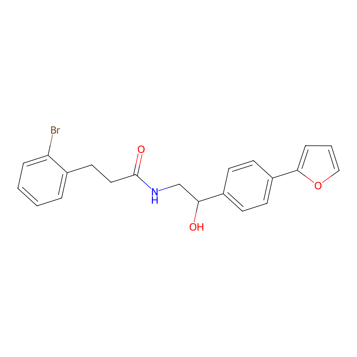 3-(2-bromophenyl)-N-(2-(4-(furan-2-yl)phenyl)-2-hydroxyethyl)propanamide molecular structure, CAS 2309613-41-8