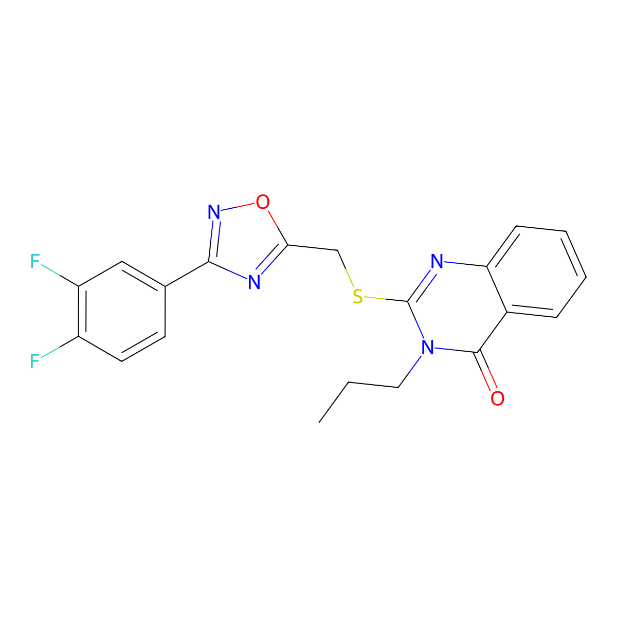 2-({[3-(3,4-Difluorophenyl)-1,2,4-oxadiazol-5-yl]methyl}sulfanyl)-3-propyl-3,4-dihydroquinazolin-4-one molecular structure, CAS 2309613-56-5
