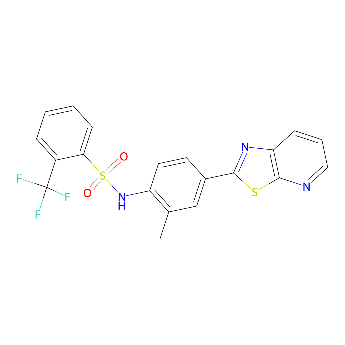 N-(2-methyl-4-(thiazolo[5,4-b]pyridin-2-yl)phenyl)-2-(trifluoromethyl)benzenesulfonamide molecular structure, CAS 2309613-80-5