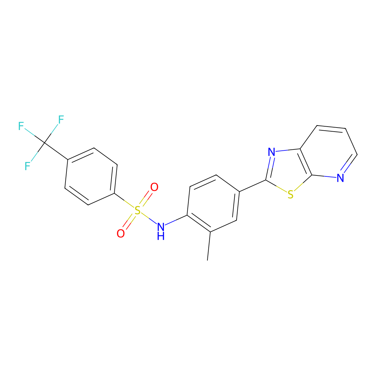 N-(2-methyl-4-(thiazolo[5,4-b]pyridin-2-yl)phenyl)-4-(trifluoromethyl)benzenesulfonamide molecular structure, CAS 2309613-86-1