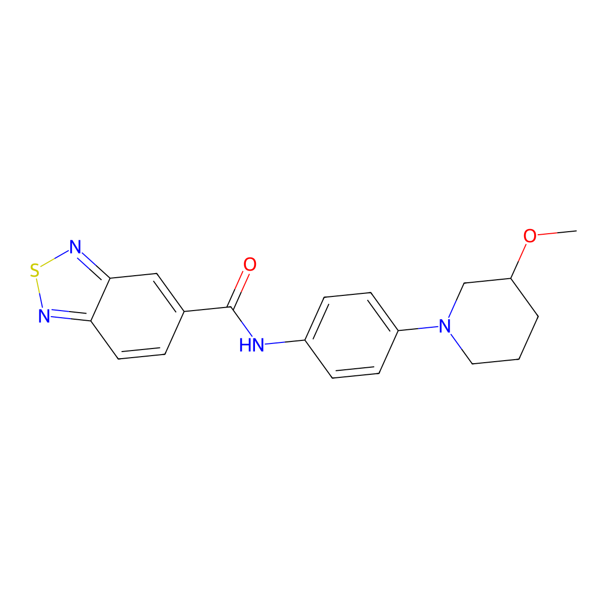 N-(4-(3-methoxypiperidin-1-yl)phenyl)benzo[c][1,2,5]thiadiazole-5-carboxamide molecular structure, CAS 2309623-20-7