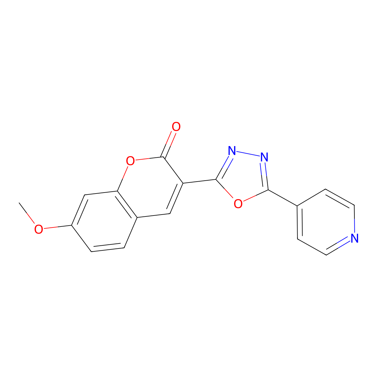 7-methoxy-3-(5-(pyridin-4-yl)-1,3,4-oxadiazol-2-yl)-2H-chromen-2-one molecular structure, CAS 2309624-01-7