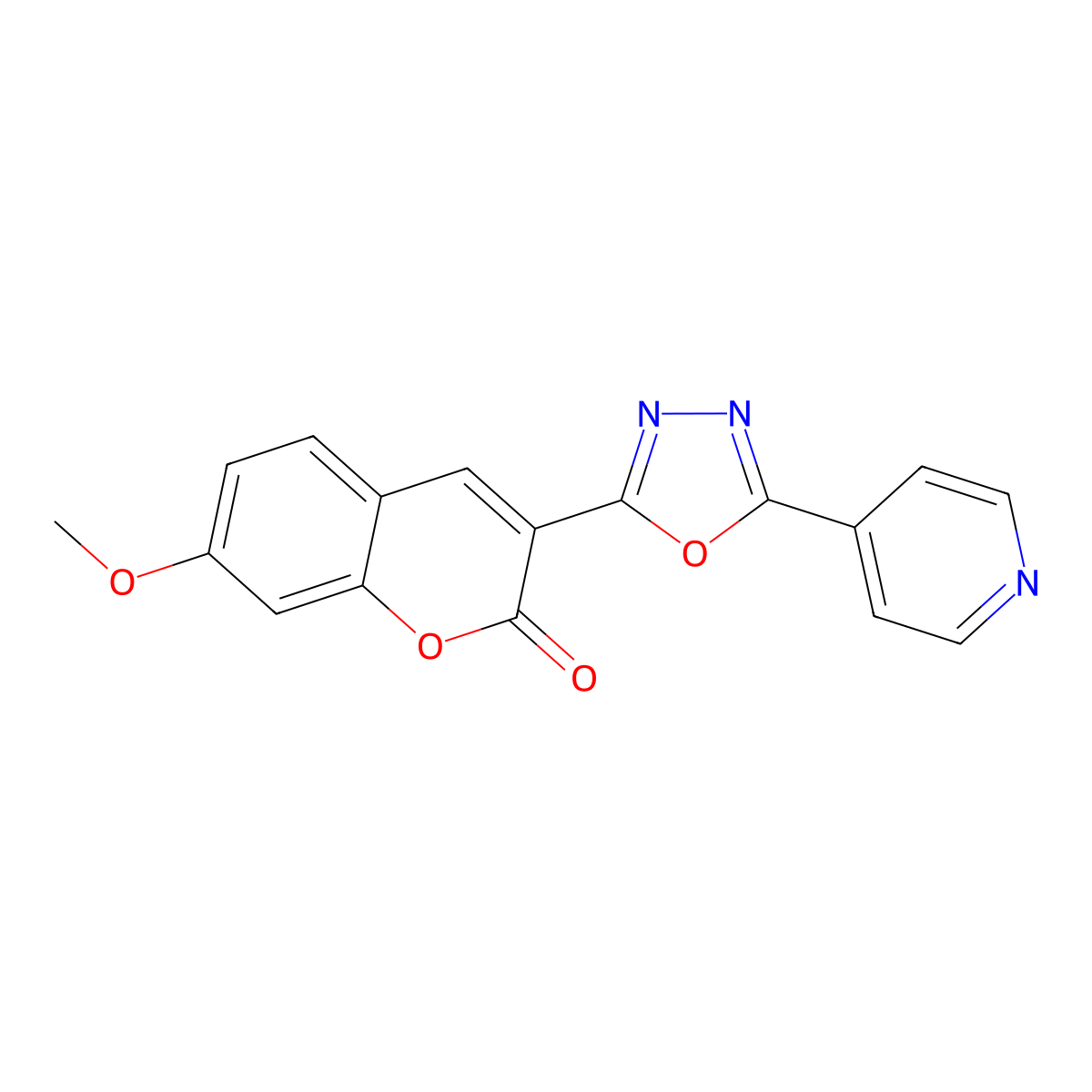 7-methoxy-3-(5-(pyridin-4-yl)-1,3,4-oxadiazol-2-yl)-2H-chromen-2-one molecular structure, CAS 2309624-01-7