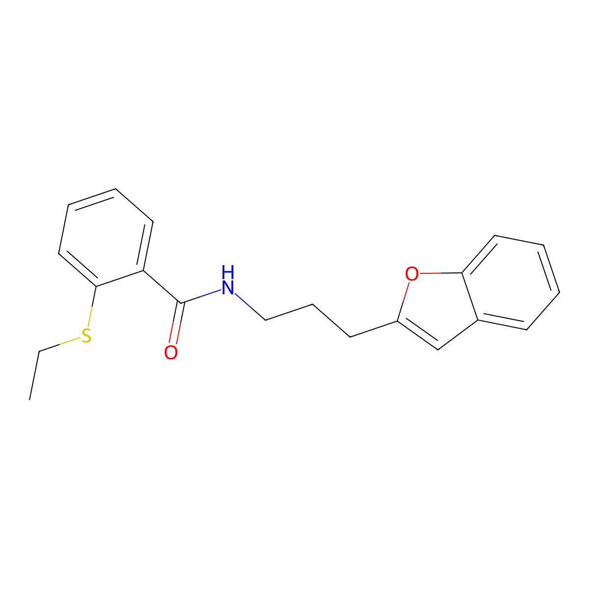 N-(3-(benzofuran-2-yl)propyl)-2-(ethylthio)benzamide molecular structure, CAS 2309624-21-1