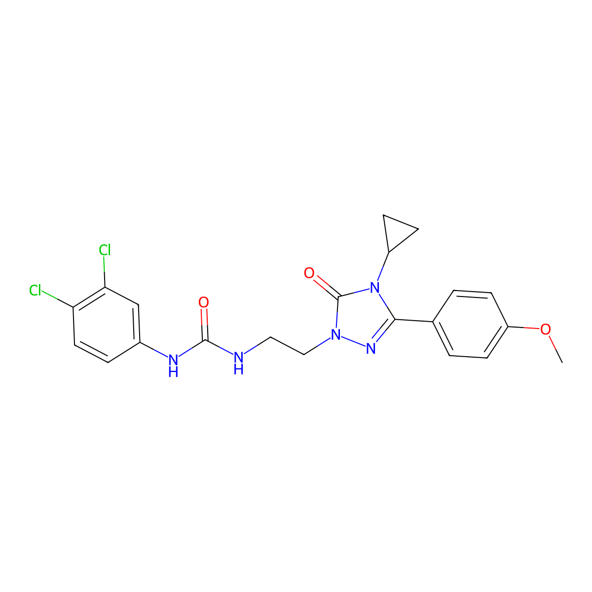 1-(2-(4-cyclopropyl-3-(4-methoxyphenyl)-5-oxo-4,5-dihydro-1H-1,2,4-triazol-1-yl)ethyl)-3-(3,4-dichlorophenyl)urea molecular structure, CAS 2309624-45-9