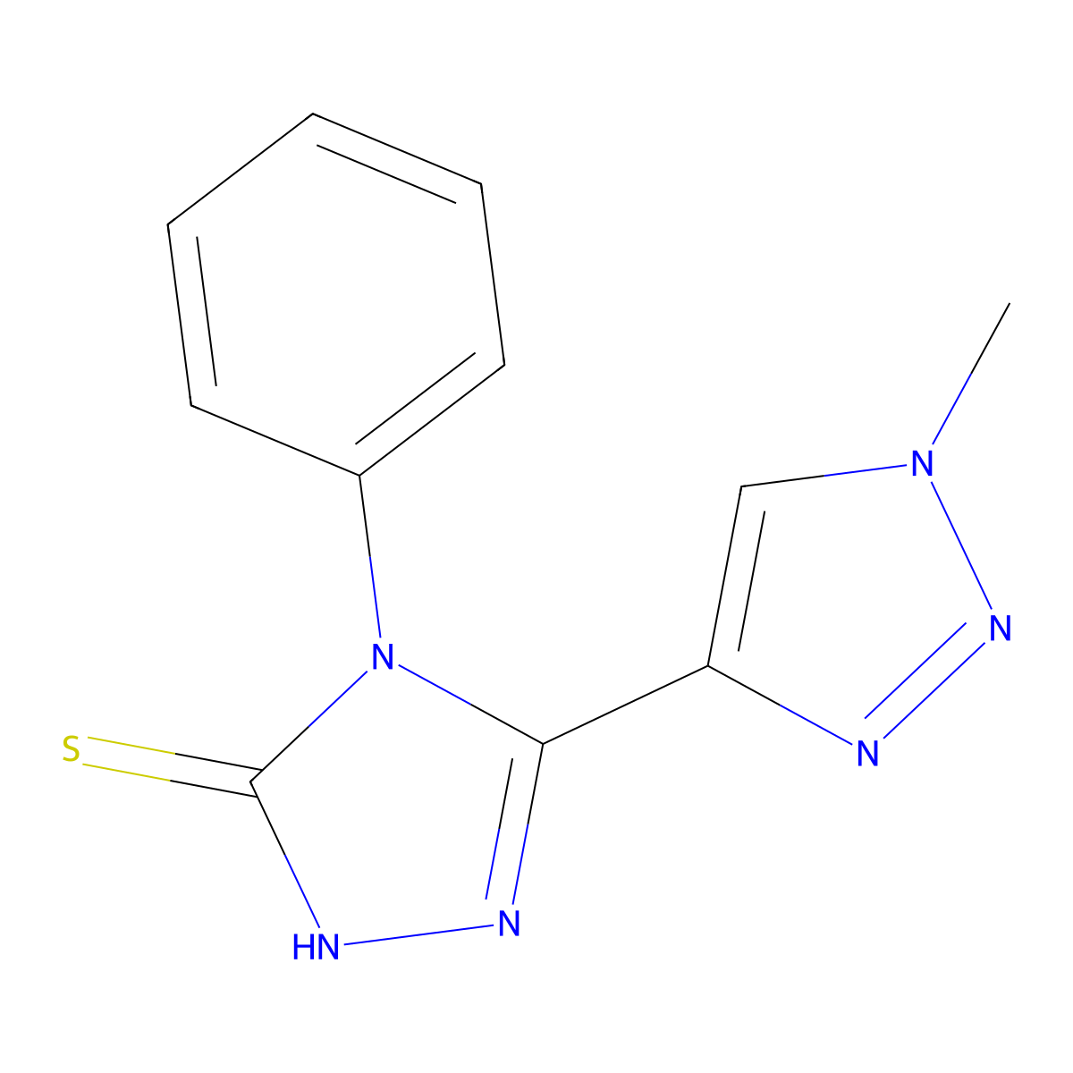 3-(1-methyl-1H-1,2,3-triazol-4-yl)-4-phenyl-4,5-dihydro-1H-1,2,4-triazole-5-thione molecular structure, CAS 2309624-76-6