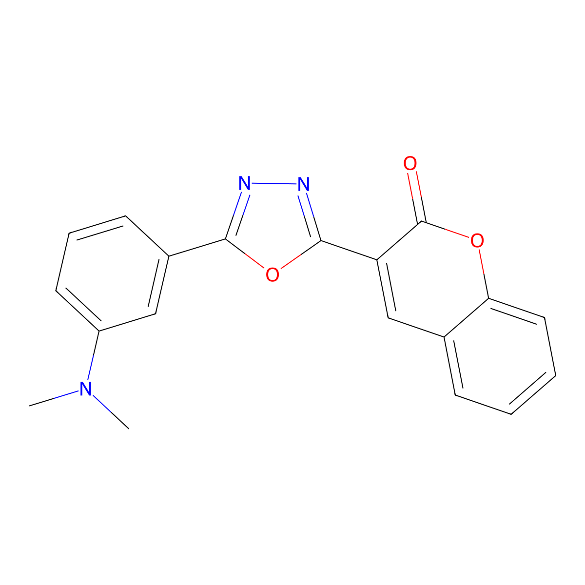 3-{5-[3-(dimethylamino)phenyl]-1,3,4-oxadiazol-2-yl}-2H-chromen-2-one molecular structure, CAS 2309625-10-1