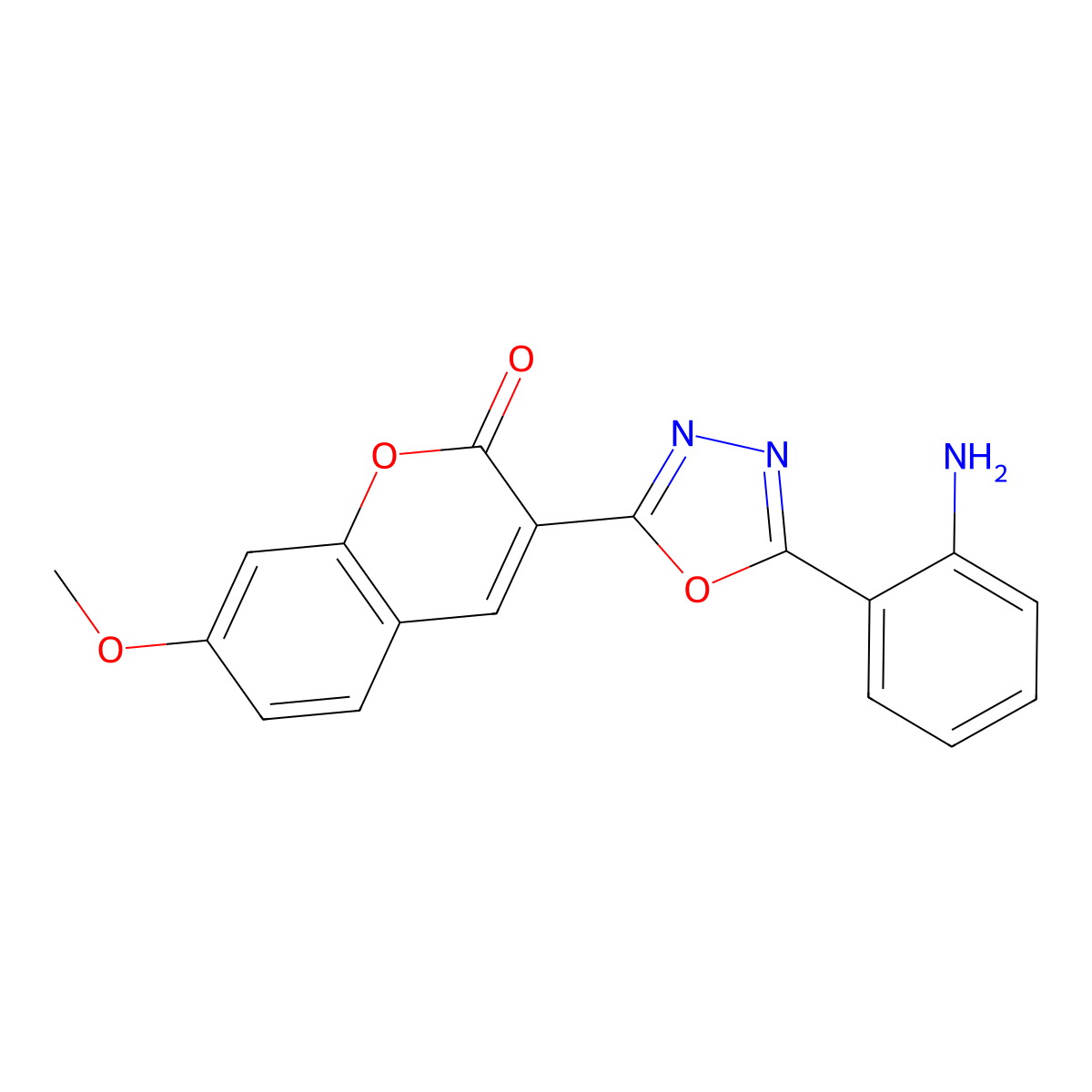 3-[5-(2-aminophenyl)-1,3,4-oxadiazol-2-yl]-7-methoxy-2H-chromen-2-one molecular structure, CAS 2309625-19-0
