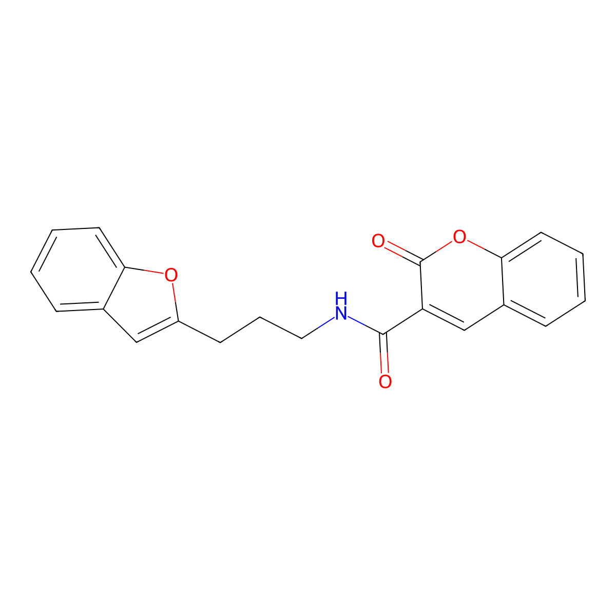 N-(3-(benzofuran-2-yl)propyl)-2-oxo-2H-chromene-3-carboxamide molecular structure, CAS 2309625-28-1