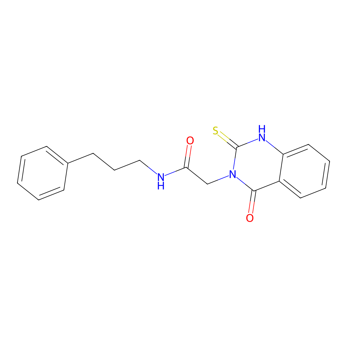 2-(4-Oxo-2-sulfanylidene-1H-quinazolin-3-yl)-N-(3-phenylpropyl)acetamide molecular structure, CAS 2309625-44-1