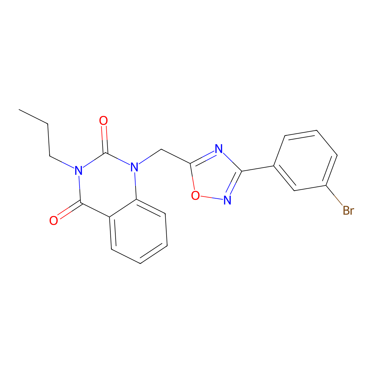 1-((3-(3-bromophenyl)-1,2,4-oxadiazol-5-yl)methyl)-3-propylquinazoline-2,4(1H,3H)-dione molecular structure, CAS 2309625-93-0