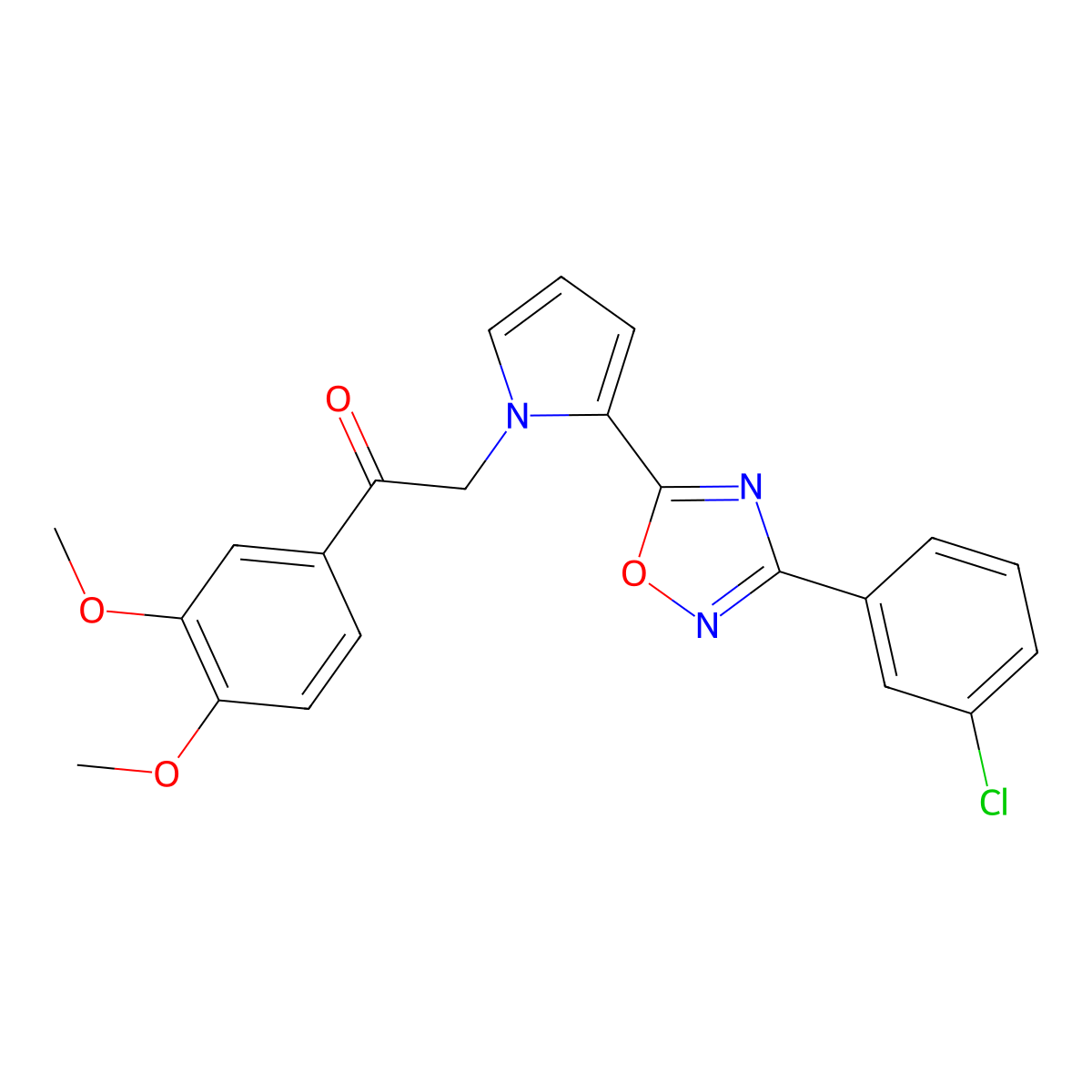 2-{2-[3-(3-chlorophenyl)-1,2,4-oxadiazol-5-yl]-1H-pyrrol-1-yl}-1-(3,4-dimethoxyphenyl)ethan-1-one molecular structure, CAS 2309626-26-2