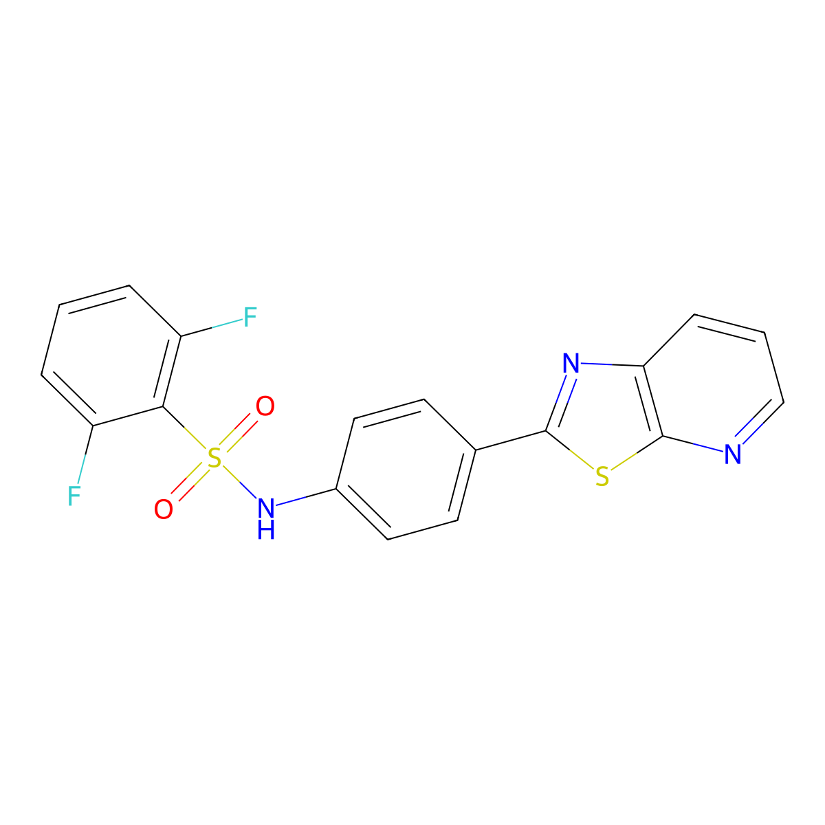 2,6-difluoro-N-(4-(thiazolo[5,4-b]pyridin-2-yl)phenyl)benzenesulfonamide molecular structure, CAS 2309626-53-5