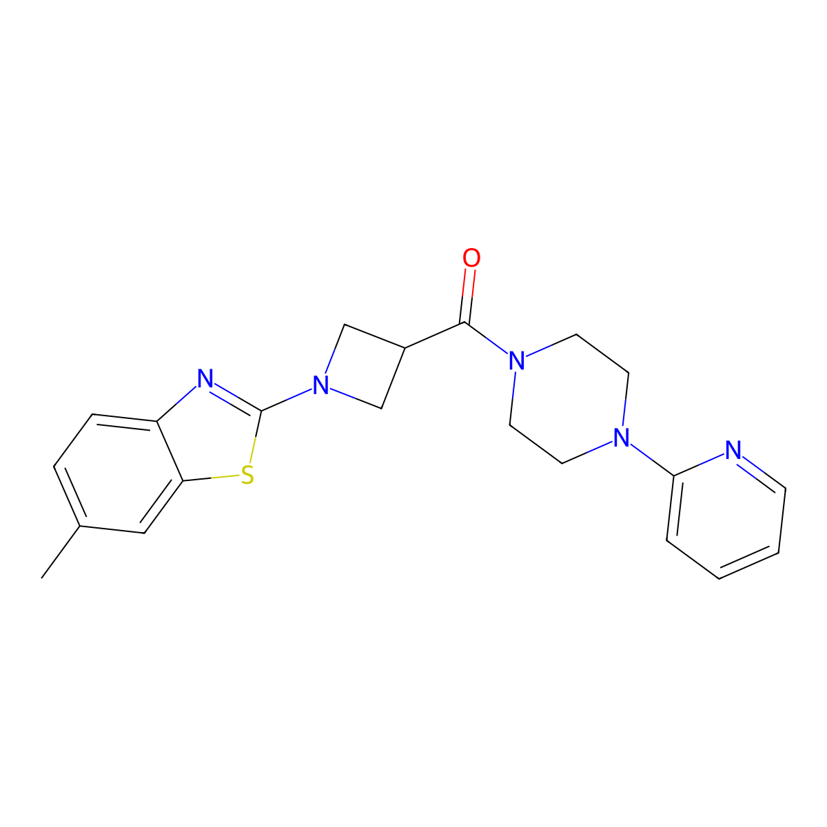 (1-(6-Methylbenzo[d]thiazol-2-yl)azetidin-3-yl)(4-(pyridin-2-yl)piperazin-1-yl)methanone molecular structure, CAS 2309629-70-5