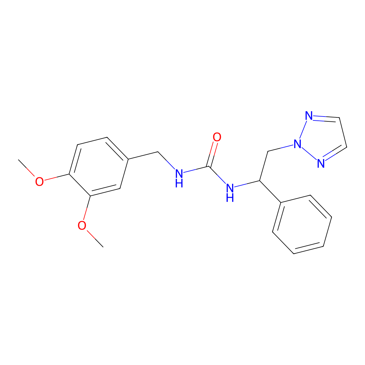 1-(3,4-dimethoxybenzyl)-3-(1-phenyl-2-(2H-1,2,3-triazol-2-yl)ethyl)urea molecular structure, CAS 2309629-81-8