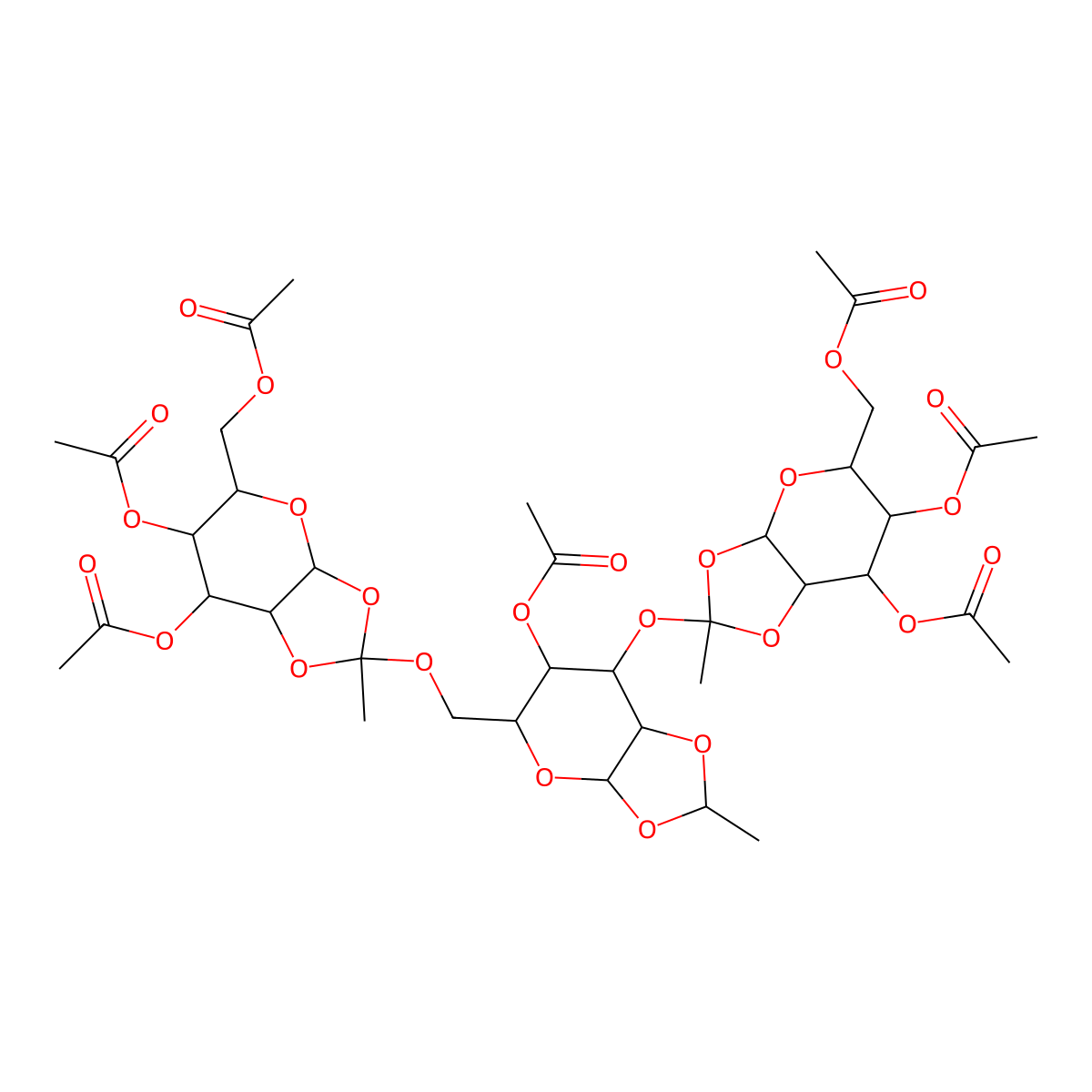 [6,7-diacetyloxy-2-[[6-acetyloxy-7-[[6,7-diacetyloxy-5-(acetyloxymethyl)-2-methyl-5,6,7,7a-tetrahydro-3aH-[1,3]dioxolo[4,5-b]pyran-2-yl]oxy]-2-methyl-5,6,7,7a-tetrahydro-3aH-[1,3]dioxolo[4,5-b]pyran-5-yl]methoxy]-2-methyl-5,6,7,7a-tetrahydro-3aH-[1,3]dioxolo[4,5-b]pyran-5-yl]methyl acetate molecular structure, CAS 230963-27-6