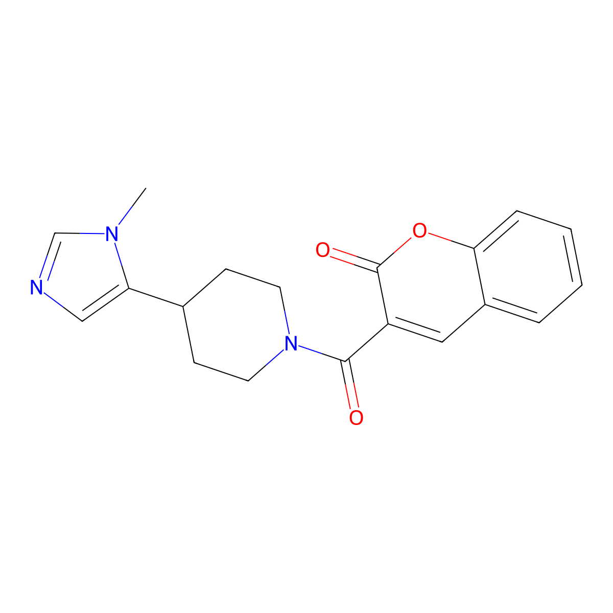 3-[4-(1-methyl-1H-imidazol-5-yl)piperidine-1-carbonyl]-2H-chromen-2-one molecular structure, CAS 2309630-21-3