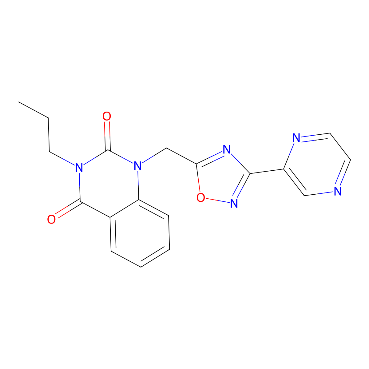 3-propyl-1-((3-(pyrazin-2-yl)-1,2,4-oxadiazol-5-yl)methyl)quinazoline-2,4(1H,3H)-dione molecular structure, CAS 2309630-40-6